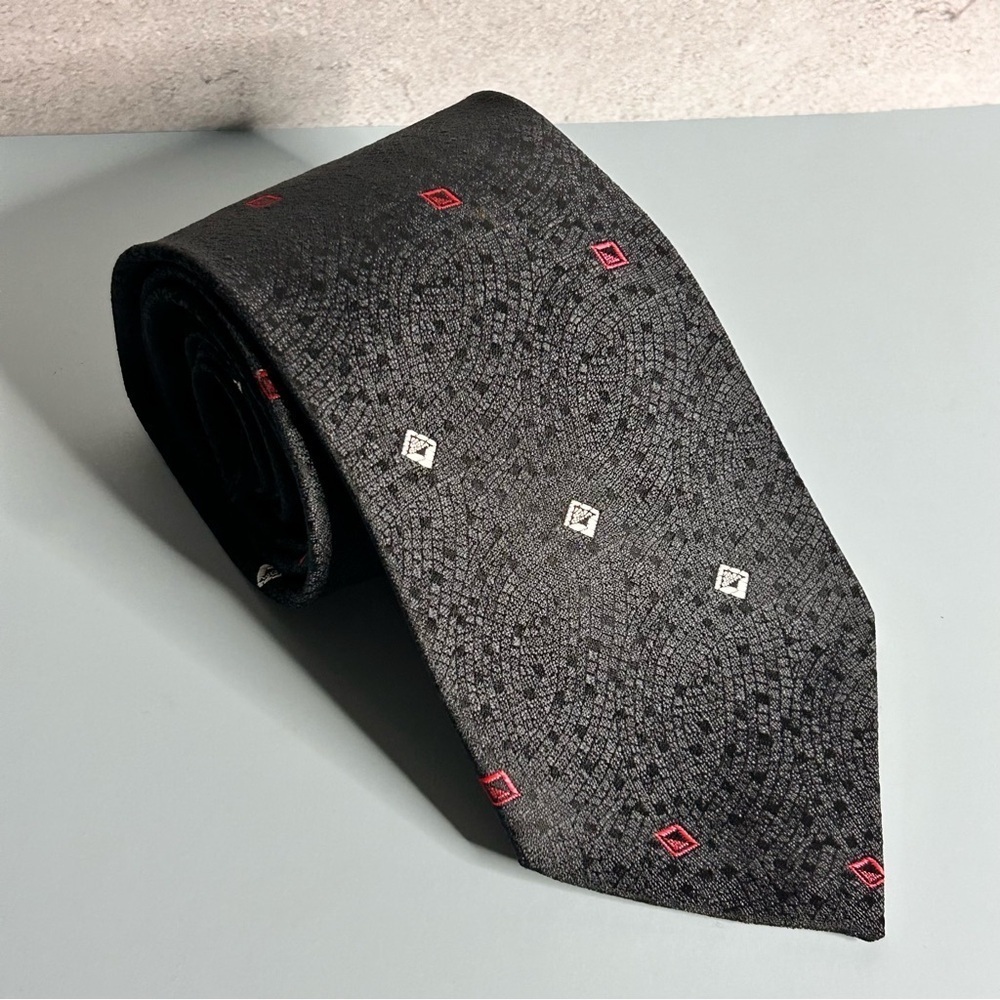 Botany 500 Black with Red and White Accents 56” Tie